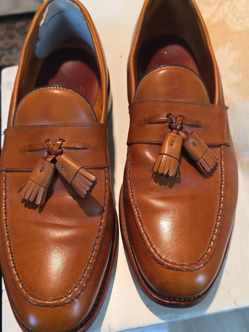 Allen Edmonds Cognac Leather Tassel Loafers